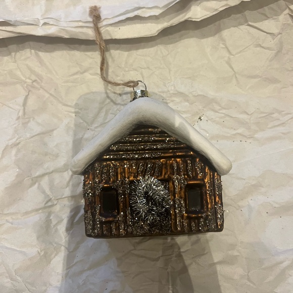 Pottery Barn Shiny Brown Log House Ornaments - Picture 3 of 5